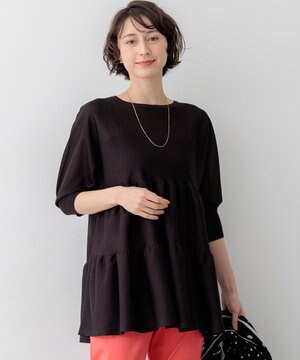  【先行予約】シャイニーシアーニット ティアード チュニック