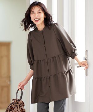 【洗える】レーヨンティアード ブラウス