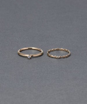  【金属アレルギー対応】2setグレイングリッターリング シャンパンゴールド