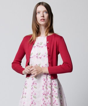  【洗える】SILK RIB CARDIGAN カーディガン