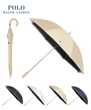  POLO RALPH LAUREN（ポロ ラルフローレン）晴雨兼用日傘 無地 刺繍 長傘 遮光率100％ 遮熱 UV