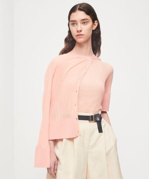 【洗える】シアーリブ　カーディガン