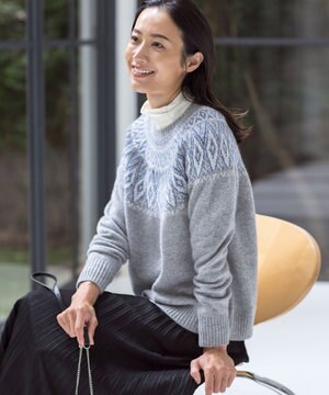  【洗える】FAIR ISLE ラウンドネック ニット