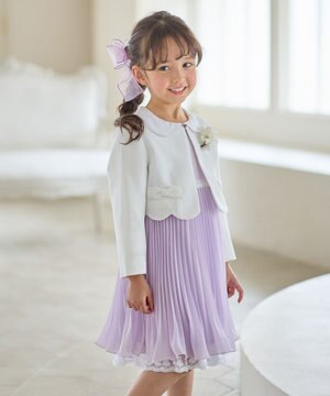 【2点セット】リボンボレロジャケット+シフォンプリーツ ワンピース