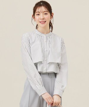  【洗える】ラッフルレイヤード ブラウス