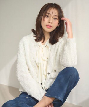  【洗える】ミックスヤーンニット ジャケット