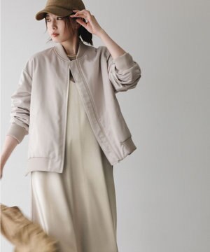  【洗える】 マットサテン MA-1ブルゾン