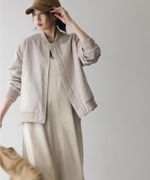 【洗える】 マットサテン MA-1ブルゾン