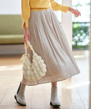  【洗える】シャイニードットギャザー スカート