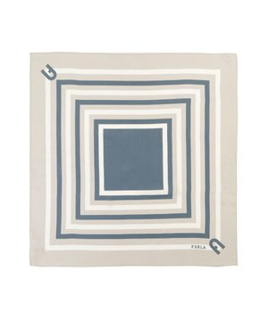  【美人百花4月号掲載/シルク100%】フルラ (FURLA) スクエア柄 シルクプリントスカーフ 65cm×65cm