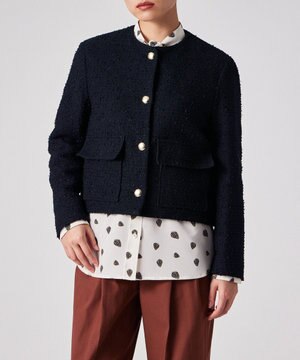  ツイード ノーカラー ジャケット