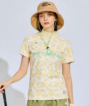 【永嶋花音プロ着用アイテム】【UV遮蔽率99.5% UVカット / 速乾 / ストレッチ】【WOMEN】アニマルドットモックT ゴルフウェア レディース