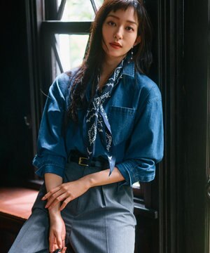  【洗える】ライトダンガリー 2WAY シャツ