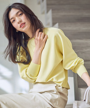 スプリングカラーニットドルマンプルオーバー