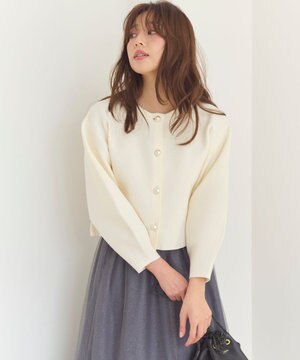  【洗える】パールニットジャケット