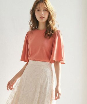  【UVケア】ジョーゼットフレアスリーブ Tシャツ