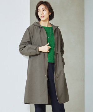  【撥水加工・UVケア・洗える】ライトグログランフーデッド コート