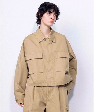  【ReNAVE・セットアップ可/洗える】コットンリネンカルゼ ショートジャケット