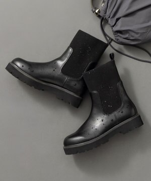  【見上愛さん着用/生活防水】リブニット ブーツ