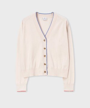  【洗える】ストライプ カフス カーディガン