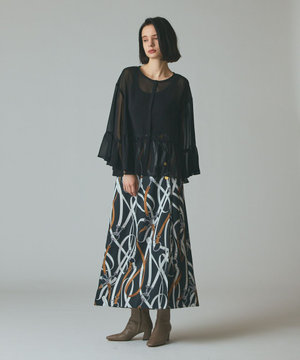  ベルトプリントアシメプリーツスカート