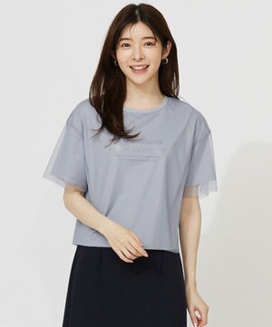  【洗える】シアーチュールロゴ Tシャツ