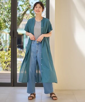  ピンタックデザインシャツワンピース