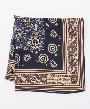  【イタリア製・Holliday&Brown】フラワーバンダナプリント ポケットチーフ