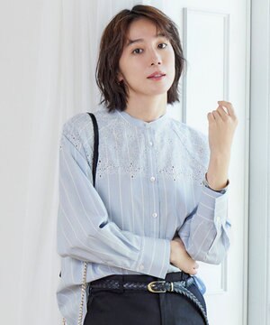 【洗える】エンブロイダリーブロードシャツ ブラウス