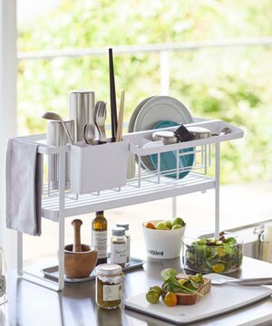  スリムスリーウェイ水切りワイヤーバスケット 2段 タワー ホワイト