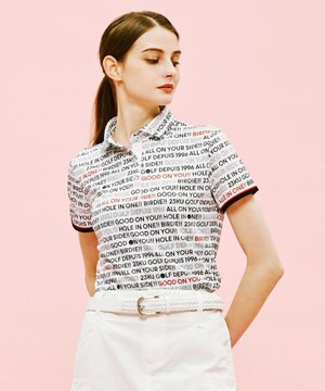  【WOMEN】【吸水速乾/UVケア】ロゴプリント カノコ 半そで ポロシャツ