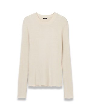  【洗える】ファインリブメリノ　ラウンドネックニット