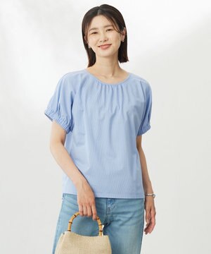  【WEB限定カラーあり・洗える】ストライプジャージー フレンチスリーブ カットソー