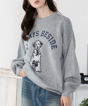  【洗える】グラフィックニットBIGプルオーバー