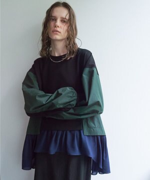  異素材MIXプルオーバー