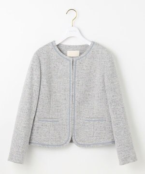  【洗える】ライトストレッチ ツイード ジャケット