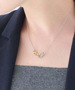  【金属アレルギー対応】ミックスループメタルネックレス　シルバー　ニッケルフリー