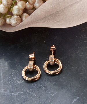  【金属アレルギー対応】ストーンフープバインドピアス