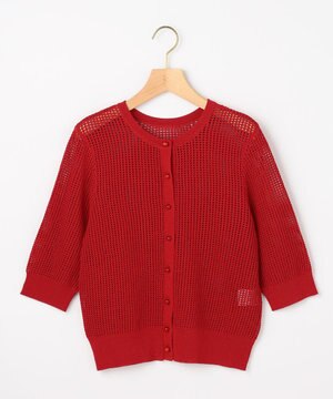  【先行予約・前後着用可】メッシュニット 七分袖カーディガン