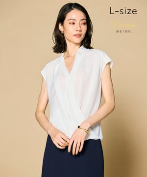  【L-size】OLIVE / カシュクールフレンチスリーブブラウス