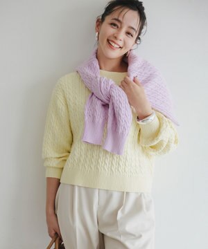  【加藤ローサさん着用】コットンカシミヤMIX ケーブル ニット