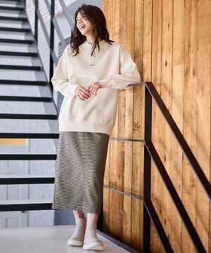  【ウエストゴム/裏起毛】チェックボンディングタイトスカート