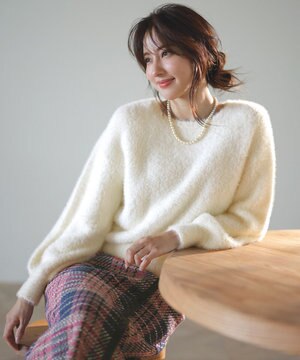  【洗える】シャギー ニット