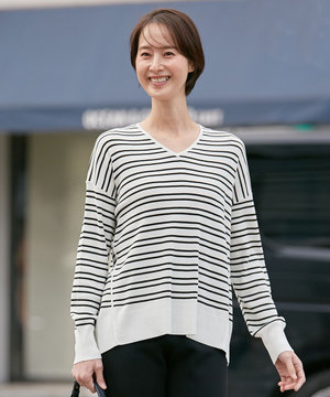 【XSサイズ~/洗える/セット着用可】ドライコットンハイゲージVネック ニット