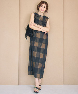 【再入荷・昨年ご好評】ブロンズチェックジャガード ワンピース