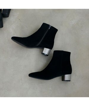  <MODE ET JACOMO>ストレッチレザースクエアトゥショートブーツ