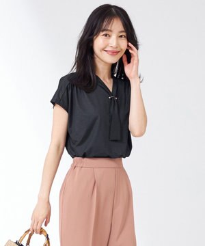  【洗える】ポリベアボウタイ ブラウス