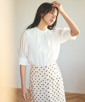  【洗える】ラッフルフリル ブラウス