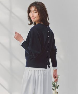  【前後着用 可能】ふわふわニット 2WAY パールボタンカーディガン