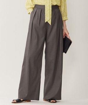  【セットアップ対応・洗える】リネンビスコースストレッチワイド パンツ